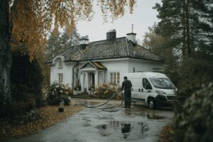 Därför lönar det sig att göra stamspolning i höst Rormokare utfor stamspolning vid en villa i Stockholm