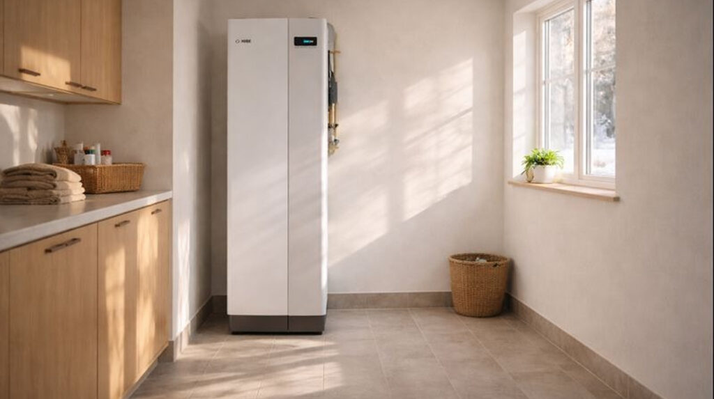 Vilken värmepump är rätt val för ditt boende? nibe varmepump teknikrum villa vinter