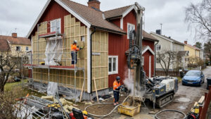Isolering påverkar bergvärme i Stockholm villa fasad