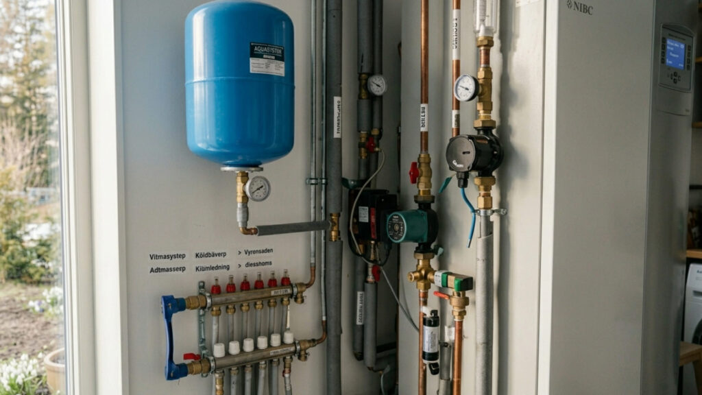 så fungerar en värmepump i en villa kompressor och rörsystem