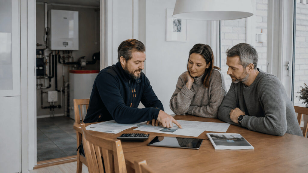 Bidrag för värmepump illustrerat med rådgivning och kostnadskalkyl inför installation i en villa i Täby.
